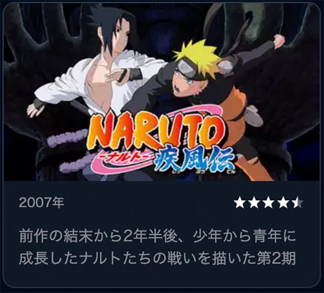 NARUTO-ナルト- 疾風伝・U-NEXT